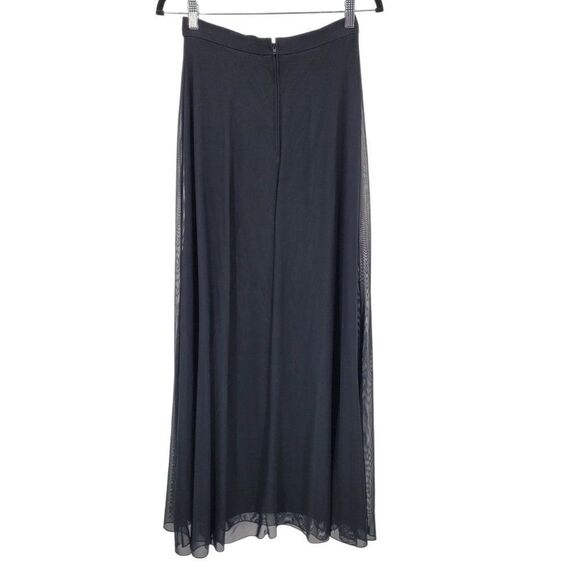Vintage 90's Designer‎ Tadashi Shoji Black Mesh Long Maxi Skirt 10 Cocktail Goth - Picture 2 of 11